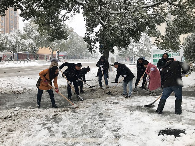 1鹤城区民政局志愿者在社区门口铲雪.jpg