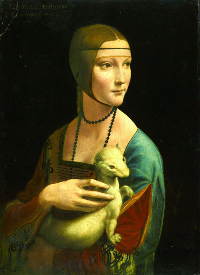抱银鼠的女子（油画） 意大利 列奥纳多·达·芬奇 恰尔托雷斯基博物馆藏