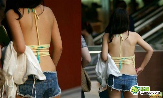 汗！商场里的女孩都穿成这样逛了